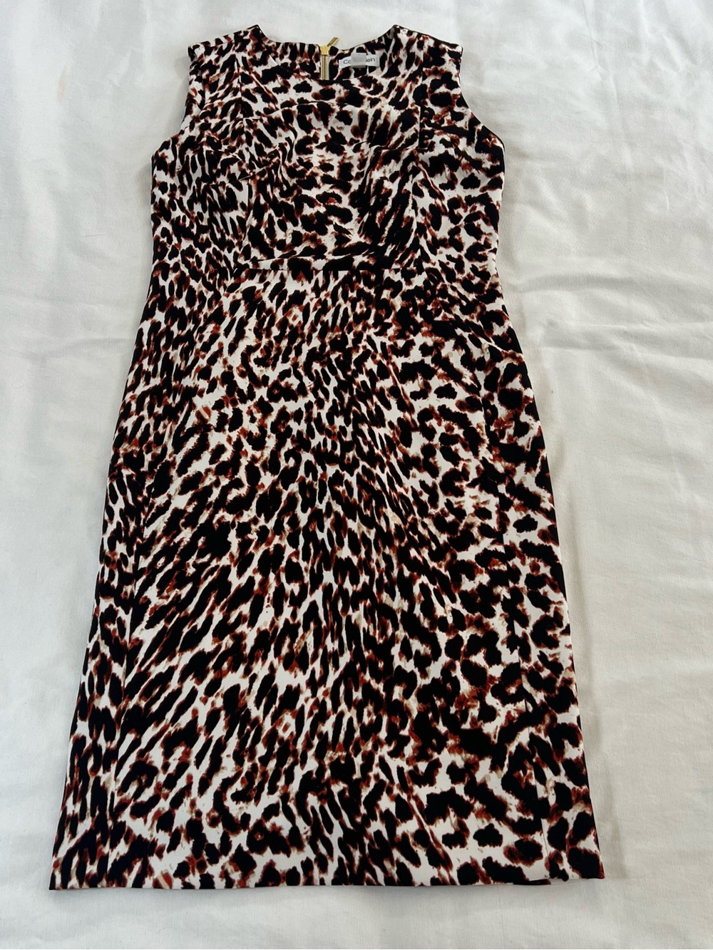 Calvin Klein Leopard Print Sheath Dress - Brown, Black, Cream